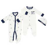 3PC White Little Captain Romper Set